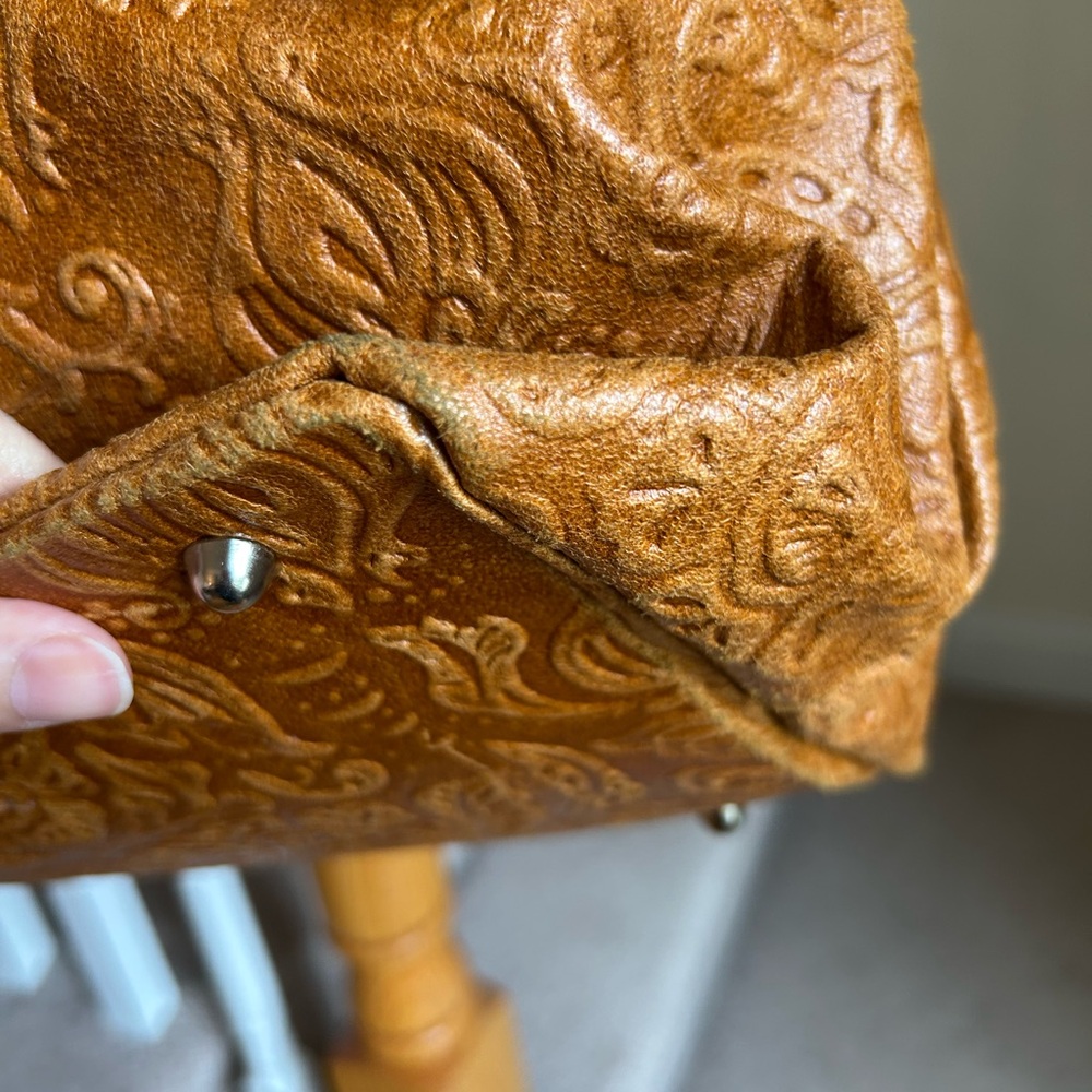 Caramel Brown Embossed Leather Shoulder Bag - Picture 14 of 16